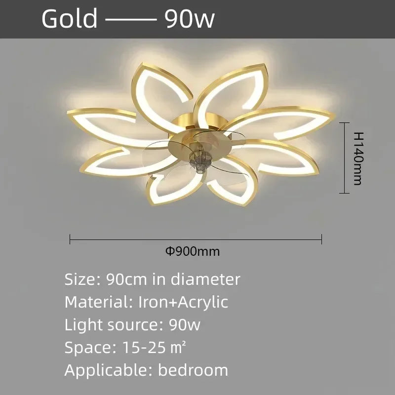 Ceiling light fixture with gold finish and dimensions on a gray background
