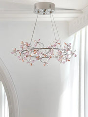 Crystal Floral Ring Chandelier Chrome Pendant Light