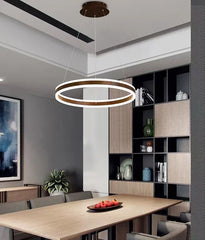 Modern Gold Ring LED Pendant Light with Integrated Illumination