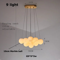Gold Marble Bubble Cluster Pendant Light Fixture with Suspended Globes