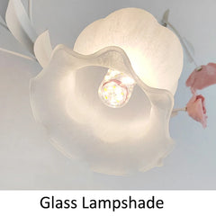 White Rose Bud Wall Sconce with Frosted Glass Bell Shade