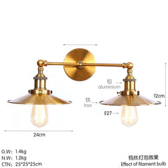Brushed Gold Industrial Cone Shade Wall Sconce Light
