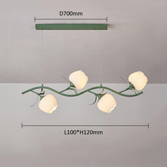 Green Floral Chandelier Acrylic Flower Pendant Light