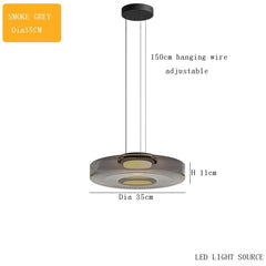 Modern Glass Disk Pendant Light with Amber, Smoke, and Green Hues