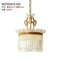 Gold Crystal Tiered Waterfall Chandelier with Leaf Accents