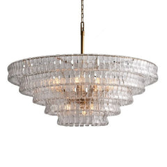 Gold Tiered Amber Glass Waterfall Chandelier Lighting Fixture