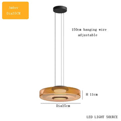 Modern Glass Disk Pendant Light with Amber, Smoke, and Green Hues