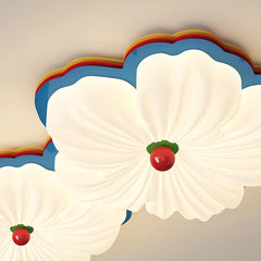 White Petal Flower Flush Mount Light with Multicolor Accents