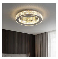 Gold Ring Crystal Ceiling Chandelier Flush Mount Light