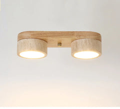 Natural Stone and Wood Linear Flush Mount Light Fixture