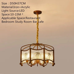 Brushed Gold Floral Pendant Light with Frosted Glass