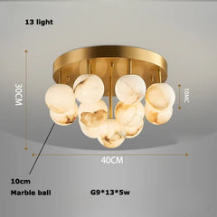 Gold Marble Bubble Cluster Pendant Light Fixture with Suspended Globes