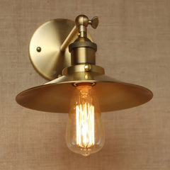 Brushed Gold Industrial Cone Shade Wall Sconce Light
