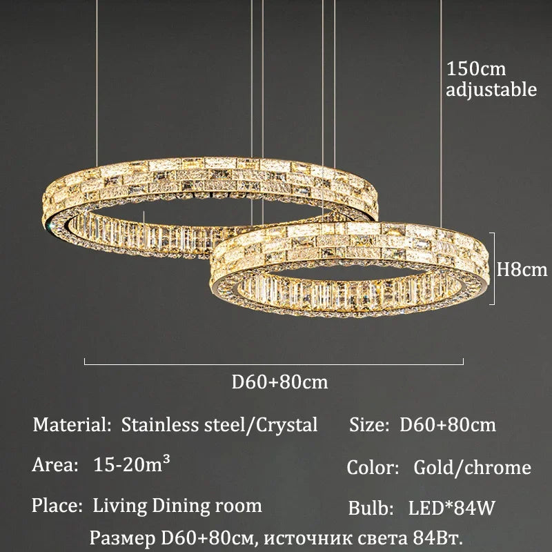 Chandelier with dimensions and specifications on a dark background