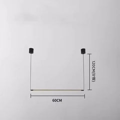 Modern Black Minimalist Linear Suspension Chandelier Frosted LED Light