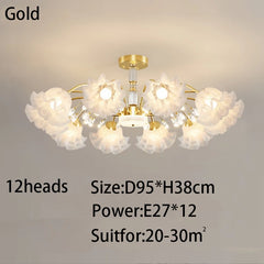 Gold Floral Semi-Flush Ceiling Light Chandelier Fixture
