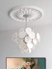 Gold White Marble Disc Chandelier Hanging Pendant Light