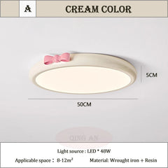 Wood Flush Mount Pink Bow Ceiling Light for Children's Room