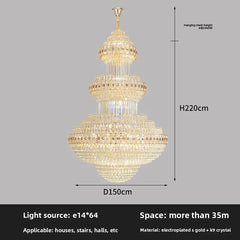 Gold Crystal Tiered Waterfall Chandelier with Golden Metal Frame