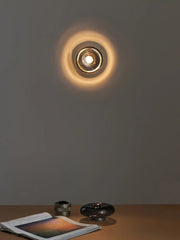 Smoky Gray Glass Diffuser Wall Sconce with Gold Finish Base