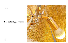Gold Aluminum Chain Tassel Pendant Light Modern Dining Room Chandelier
