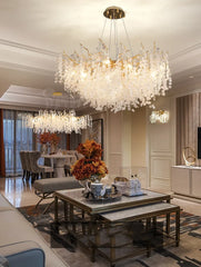 Gold Cascade Crystal Floral Flush Mount Ceiling Light Fixture