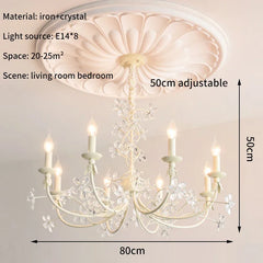 White Floral Crystal Chandelier Candelabra Style