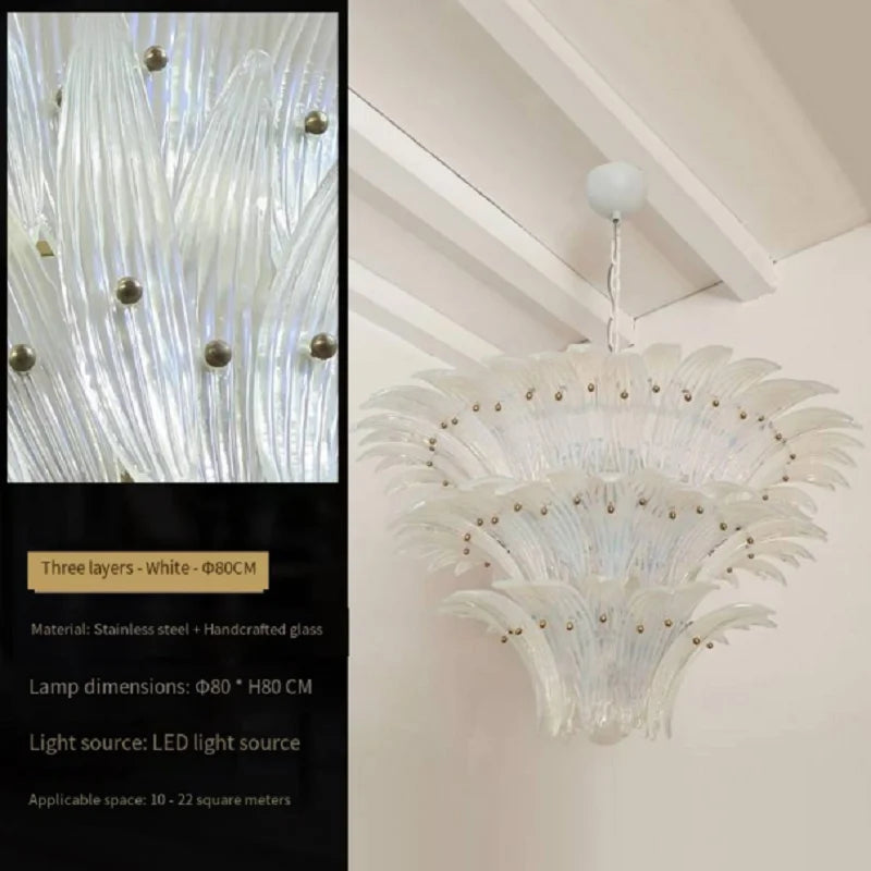 Chandelier with detailed design and specifications on a black background