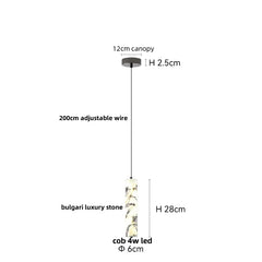 Diagram of a pendant light with measurements on a white background