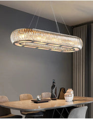 Modern Crystal Ring Pendant Light with Gold Finish Metal Frame