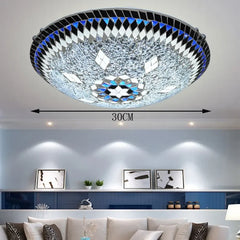 Glass Mosaic Starburst Flush Mount Ceiling Light with Blue Accents