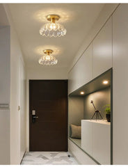 Gold Floral Glass Semi-Flush Mount Ceiling Light