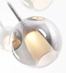 Rose Gold Glass Globe Pendant Light with Polished Metal Frame