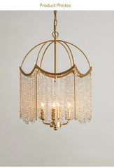 Gold Waterfall Crystal Chandelier Pendant Light with Tiered Beading