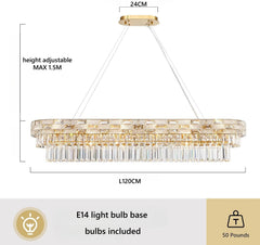 Gold Crystal Tiered Ring Chandelier with Rectangular Faceted Gems