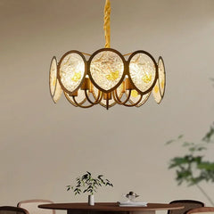 Brushed Gold Floral Pendant Light with Frosted Glass