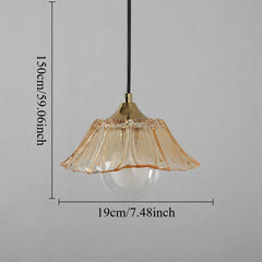 Glass Flower Pendant Light with Metal Accents Fixture