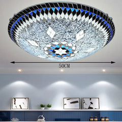 Glass Mosaic Starburst Flush Mount Ceiling Light with Blue Accents