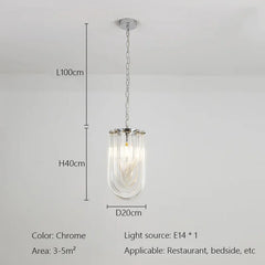 Gold Chain Pendant Light with Clear U-Shaped Glass Tubes