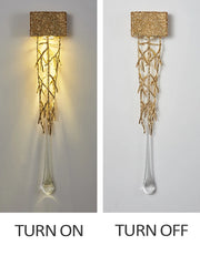 Decorative wall light fixture showing 'Turn On' and 'Turn Off' states on a gray background.