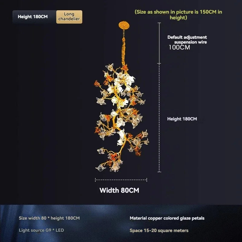 Chandelier with measurements on a dark background