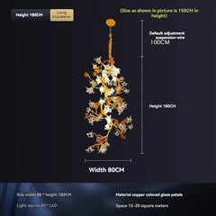 Chandelier with measurements on a dark background