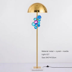Gold Crystal Globe Cluster Table Lamp with Marble Base