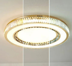 Ceiling light fixture with crystal accents on a neutral background