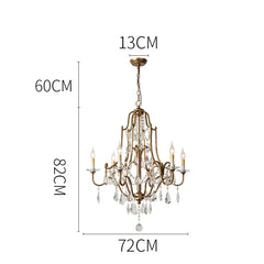 Gold Candelabra Crystal Chandelier with Ornate Metal Frame and Drips