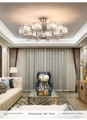 Polished Chrome Multi-Arm Crystal Chandelier