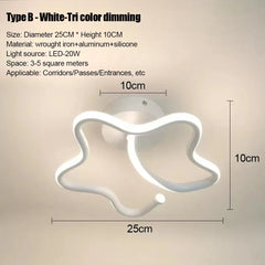 Modern Flower Semi-Flush Mount Ceiling Light Black White Gold