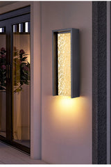 Grey Rectangular Waterfall Sconce Frosted Glass Shade IP60cm Glass