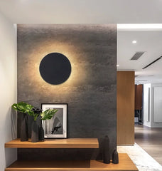 Gold Modern Circular Wall Sconce with Subtle Glow Accent Metal Frame