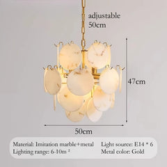 Gold White Marble Disc Chandelier Hanging Pendant Light